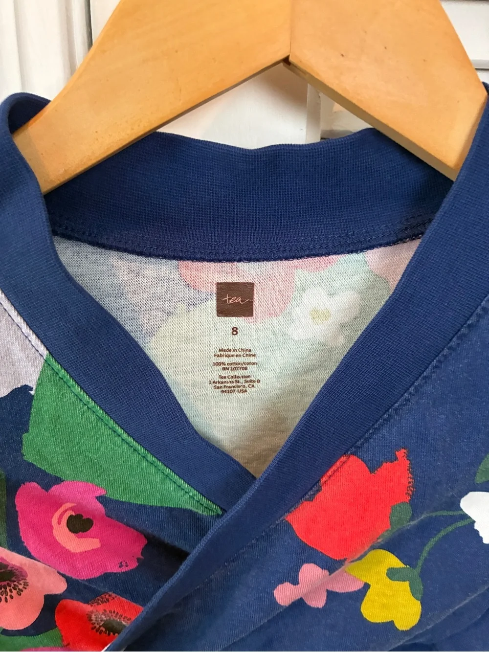 Tea Kids Long Navy Long Sleeve Floral Dress Summer Vacation Size 8